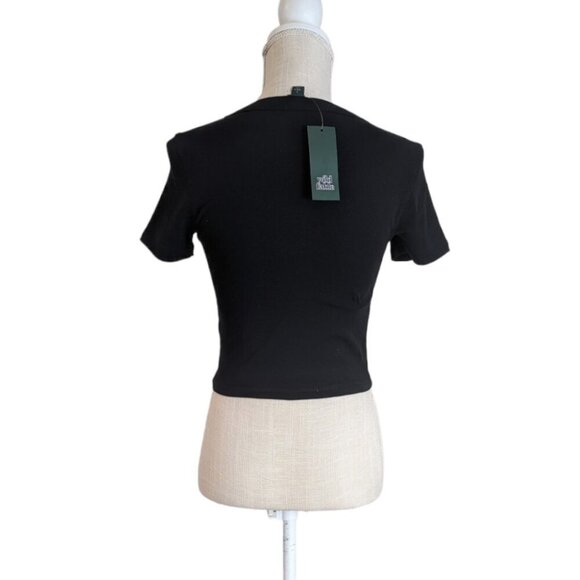 Wild Fable Womens Love Spellout Cropped Tee Black Top - Picture 6 of 6